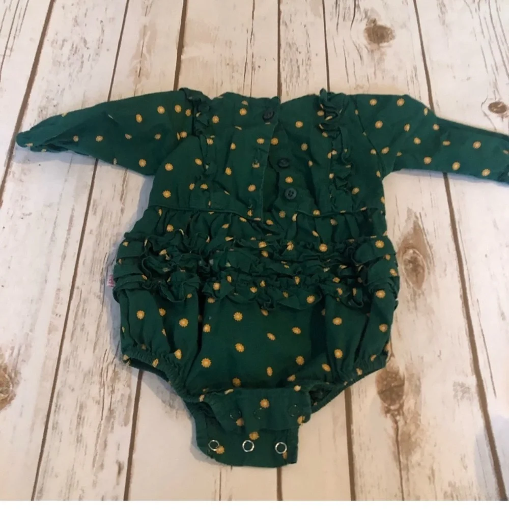 Ruffle Butts Green and Yellow Polka Dot One Piece